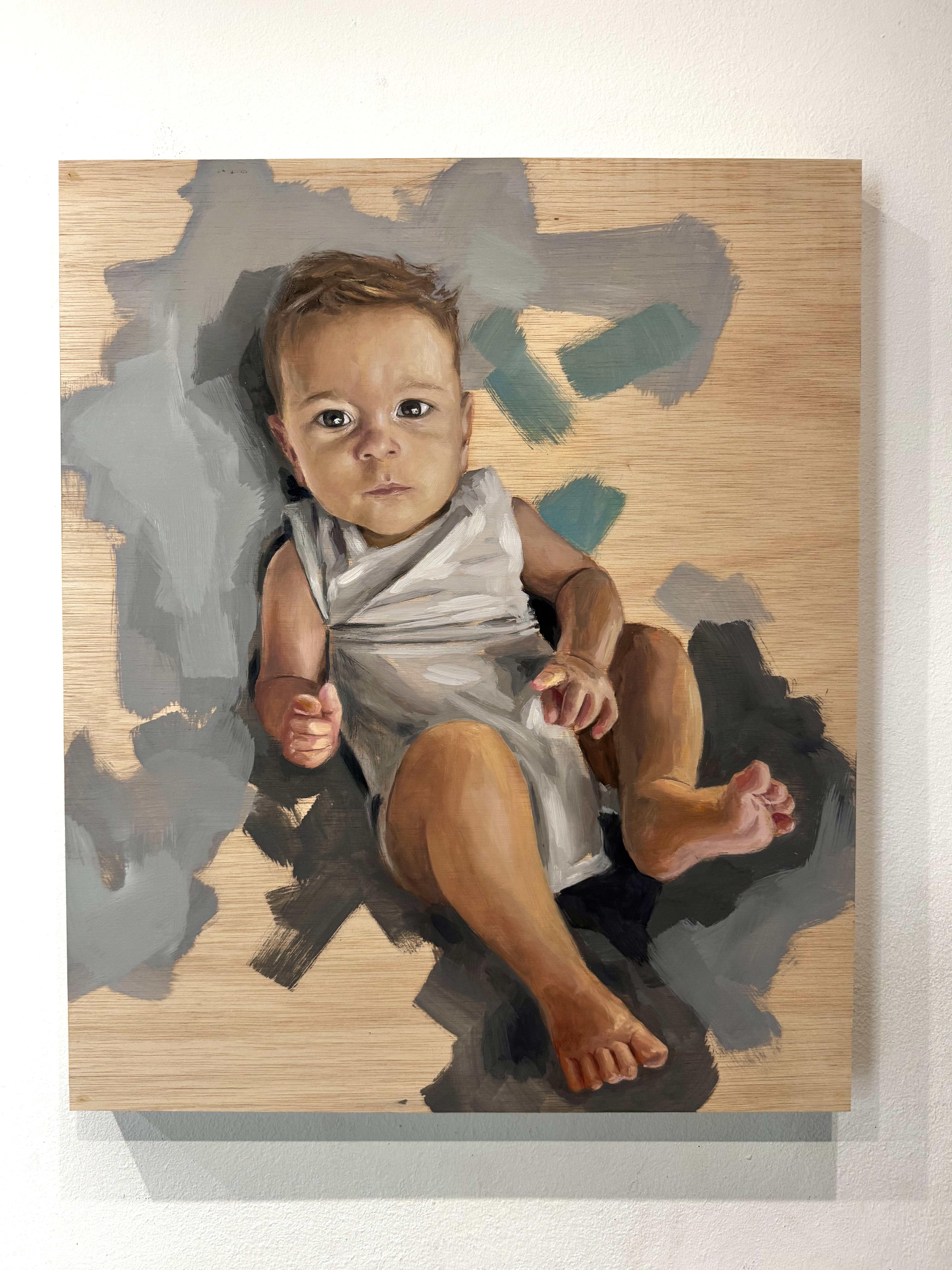Encargo de retrato infantil sobre madera